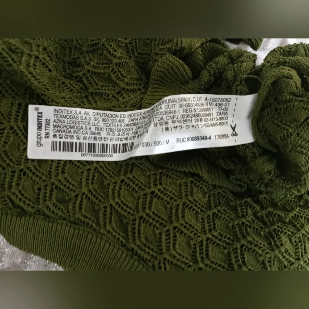 Zara Olive Green Open-Knit Crop Top